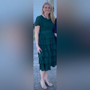 Ruffled/Layered Hunter Green Midi